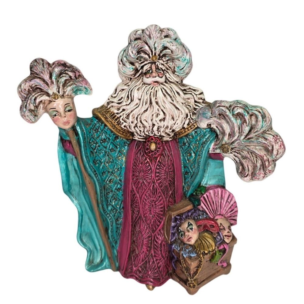 Vintage Gare  Mardi Gras Santa Ceramic Figurine Hand Painted  Christmas